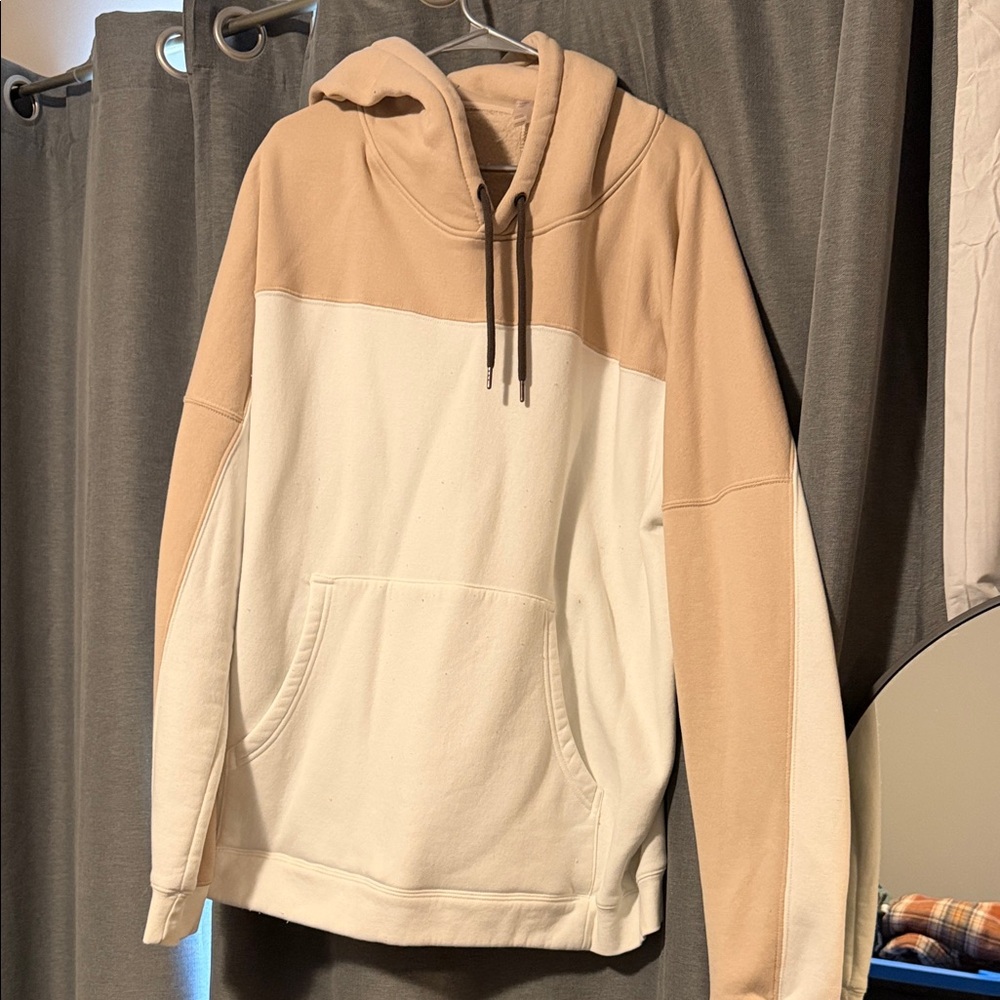 Mono B Two-Tone Cream and Tan Hooded Pullover